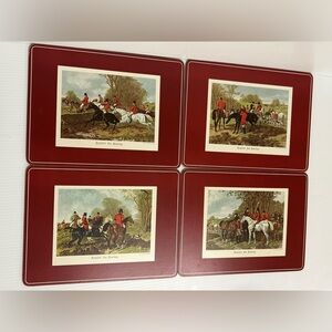 Vintage Set Of 4 Pimpernel Cork Bottom Placemats “English Fox Hunting”